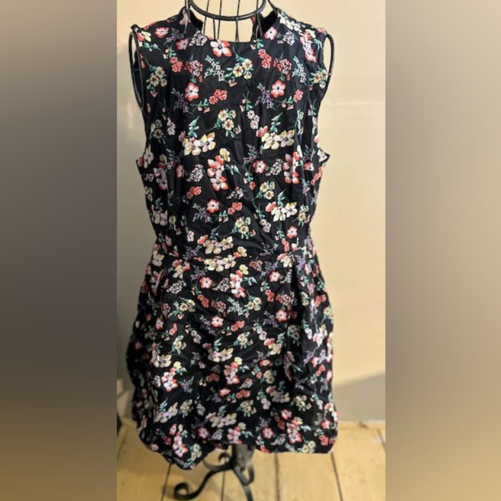 GAP Black Floral Sleeveless Dress with Pink & White Flowers